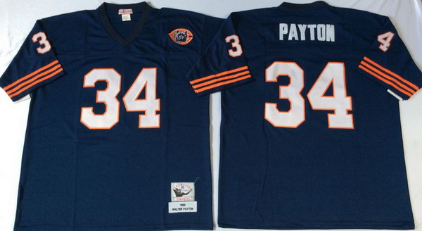 Men Chicago Bears 34 Walter Payton Navy M&N Throwback Jersey