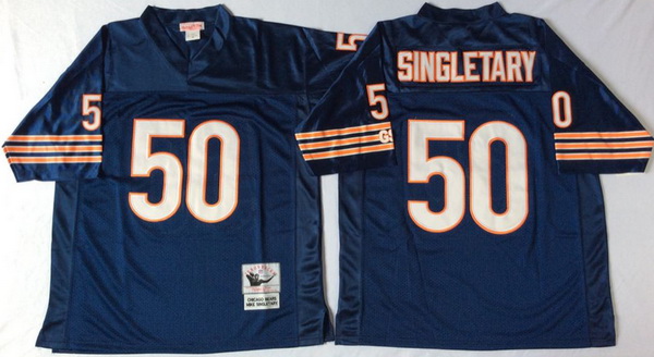 Men Chicago Bears 50 Mike Singletary Navy M&N Throwback Jersey