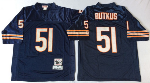 Men Chicago Bears 51 Dick Butkus Navy 1985 M&N Throwback Jersey