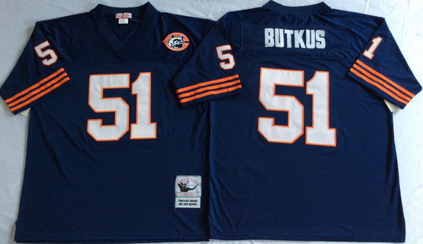 Men Chicago Bears 51 Dick Butkus Navy M&N Throwback Jersey