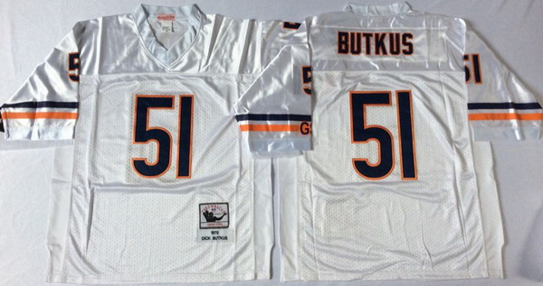 Men Chicago Bears 51 Dick Butkus White M&N Road Throwback Jersey