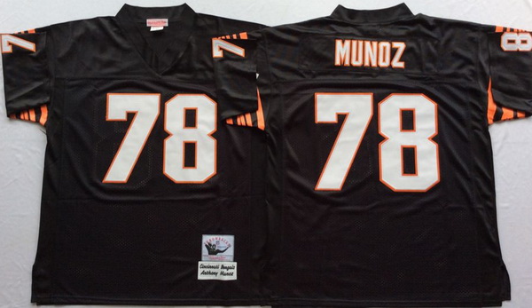 Men Cincinnati Bengals 78 Anthony Munoz Black M&N Throwback Jersey