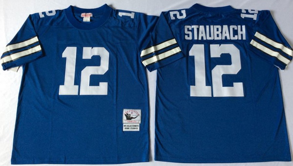 Men Dallas Cowboys 12 Roger Staubach Blue M&N Throwback Jersey