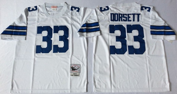 Men Dallas Cowboys 33 Tony Dorsett White M&N Throwback Jersey