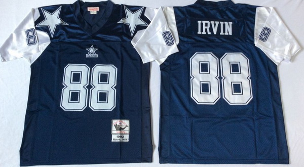 Men Dallas Cowboys 88 Michael Irvin Navy Thanksgiving M&N Throwback Jersey