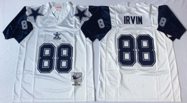 Men Dallas Cowboys 88 Michael Irvin White M&N Throwback Jersey