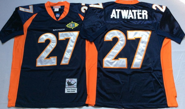 Men Denver Broncos 27 Steve Atwater Navy M&N Throwback Jersey