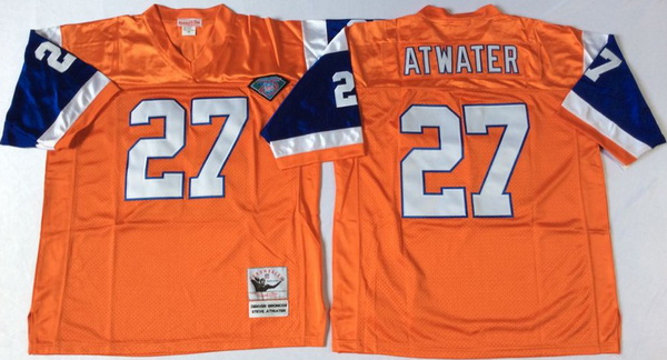 Men Denver Broncos 27 Steve Atwater Orange M&N Throwback Jersey