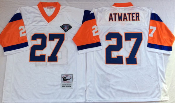 Men Denver Broncos 27 Steve Atwater White M&N Throwback Jersey