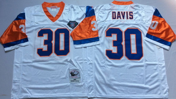 Men Denver Broncos 30 Terrell Davis White M&N Throwback Jersey