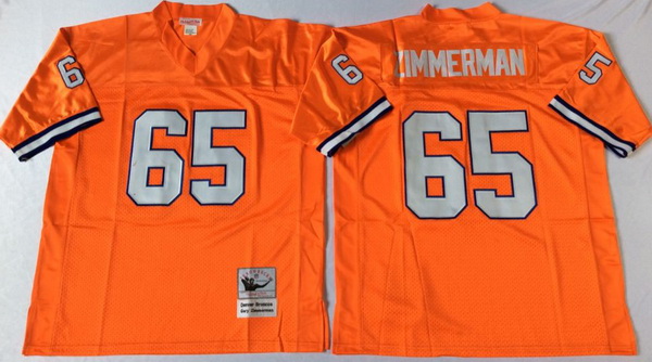 Men Denver Broncos 65 Gary Zimmerman Orange M&N Throwback Jersey