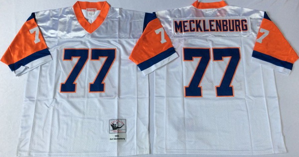 Men Denver Broncos 77 Karl Mecklenburg White M&N Throwback Jersey