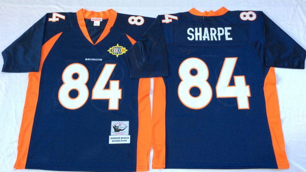 Men Denver Broncos 84 Shannon Sharpe Navy M&N Throwback Jersey