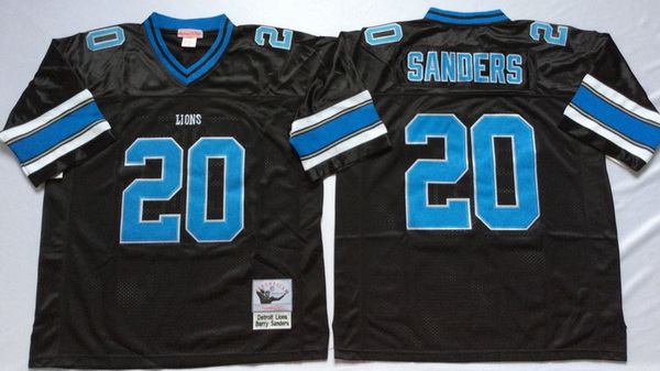 Men Detroit Lions 20 Barry Sanders Black M&N Throwback Jersey