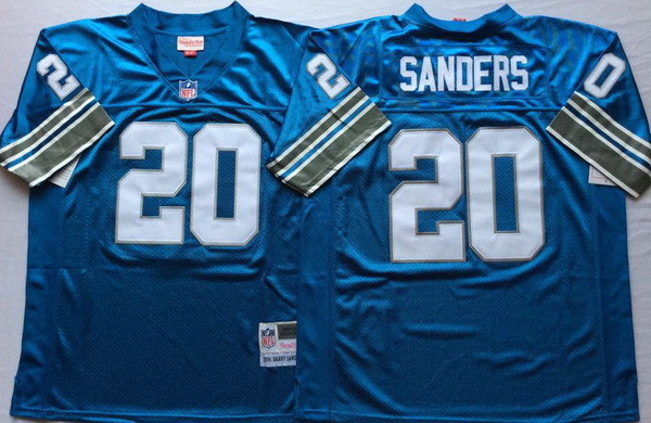 Men Detroit Lions 20 Barry Sanders Blue M&N Throwback Jersey