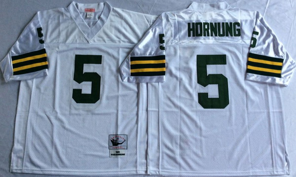 Men Green Bay Green Bay Packers 5 Paul Hornung White M&N Throwback Jersey