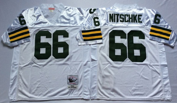 Men Green Bay Green Bay Packers 66 Ray Nitschke White M&N Throwback Jersey