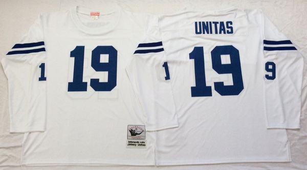 Men Indianapolis Colts 19 Johnny Unitas White M&N Throwback Jersey