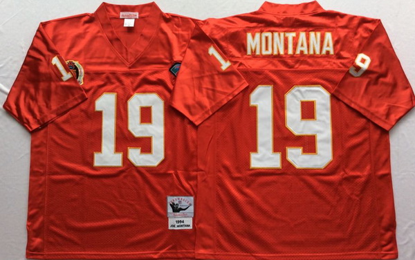 Men Kansas City Chiefs 19 Joe Montana Red M&N Throwback Jersey