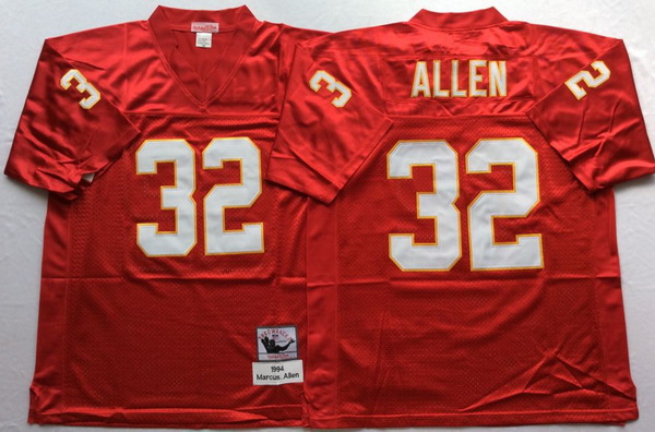 Men Kansas City Chiefs 32 Marcus Allen Red M&N Throwback Jersey