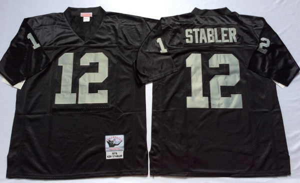 Men Las Vegas Raiders 12 Ken Stabler Black M&N Throwback Jersey