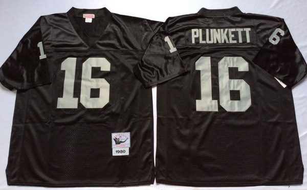 Men Las Vegas Raiders 16 Jim Plunkett Black M&N Throwback Jersey