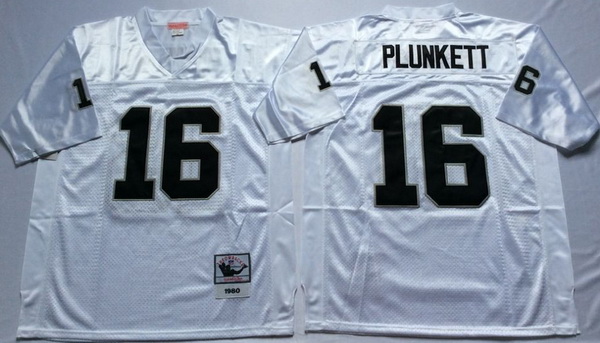 Men Las Vegas Raiders 16 Jim Plunkett White M&N Throwback Jersey