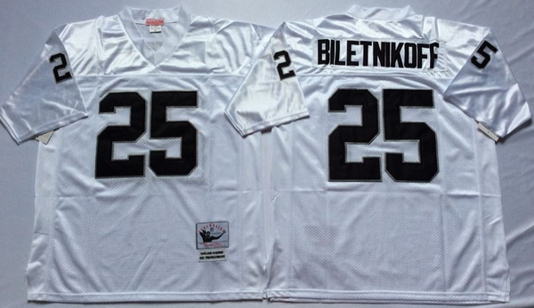 Men Las Vegas Raiders 25 Fred Biletnikoff White M&N Throwback Jersey