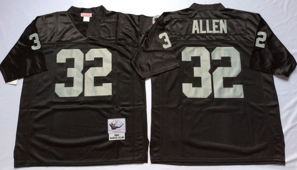 Men Las Vegas Raiders 32 Marcus Allen Black M&N Throwback Jersey