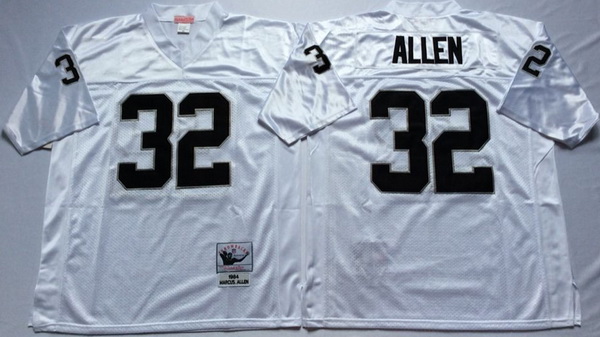 Men Las Vegas Raiders 32 Marcus Allen White M&N Throwback Jersey