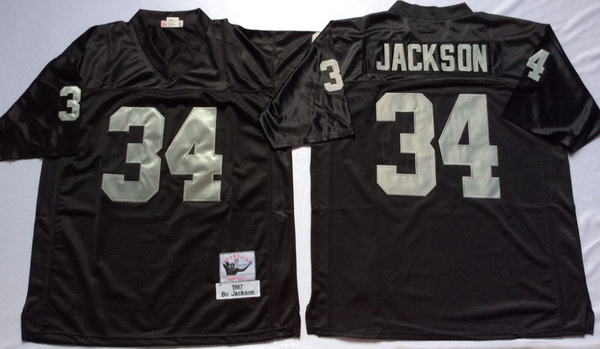 Men Las Vegas Raiders 34 Bo Jackson Black M&N Throwback Jersey