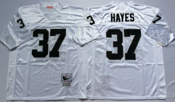 Men Las Vegas Raiders 37 Lester Hayes White M&N Throwback Jersey