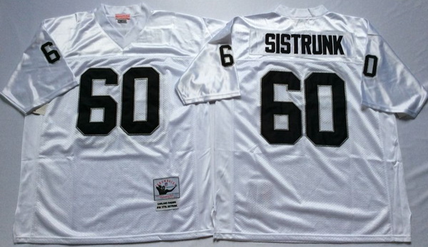 Men Las Vegas Raiders 60 Otis Sistrunk White M&N Throwback Jersey