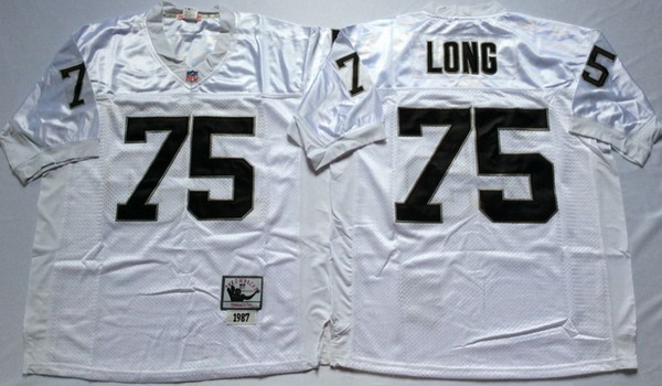 Men Las Vegas Raiders 75 Howie Long White M&N Throwback Jersey