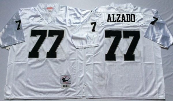 Men Las Vegas Raiders 77 Lyle Alzado White M&N Throwback Jersey