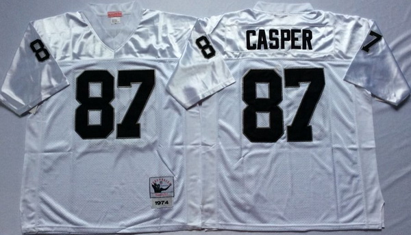 Men Las Vegas Raiders 87 Dave Casper White M&N Throwback Jersey