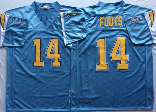 Men Los Angeles Chargers 14 Dan Fouts Light Blue M&N Throwback Jersey