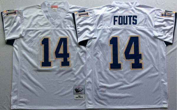 Men Los Angeles Chargers 14 Dan Fouts White M&N Throwback Jersey