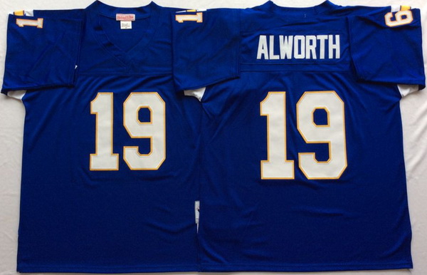 Men Los Angeles Chargers 19 Lance Alworth Blue M&N Throwback Jersey