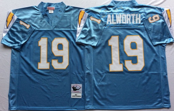 Men Los Angeles Chargers 19 Lance Alworth Light Blue M&N Throwback Jersey