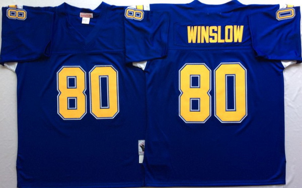 Men Los Angeles Chargers 80 Kellen Winslow Blue M&N Throwback Jersey