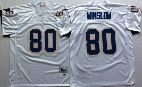 Men Los Angeles Chargers 80 Kellen Winslow White M&N Throwback Jersey