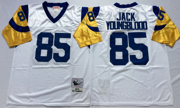 Men Los Angeles Rams 85 Jack Youngblood White M&N Throwback Jersey