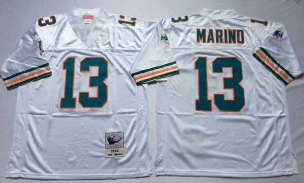 Men Miami Dolphins 13 Dan Marino White M&N Throwback Jersey