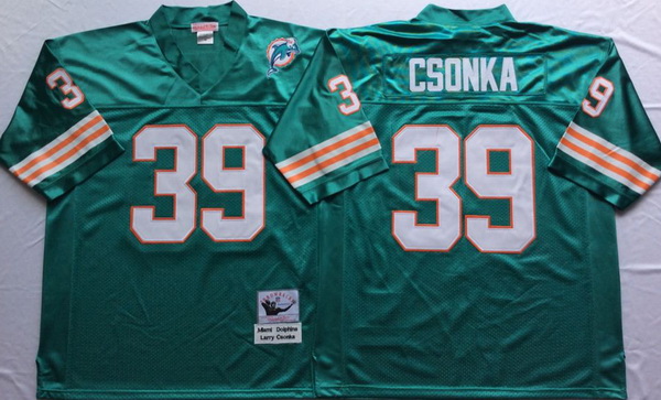 Men Miami Dolphins 39 Larry Csonka Aqua M&N Throwback Jersey