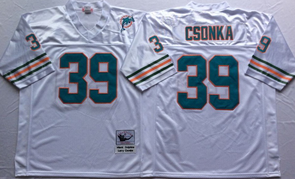 Men Miami Dolphins 39 Larry Csonka White M&N Throwback Jersey