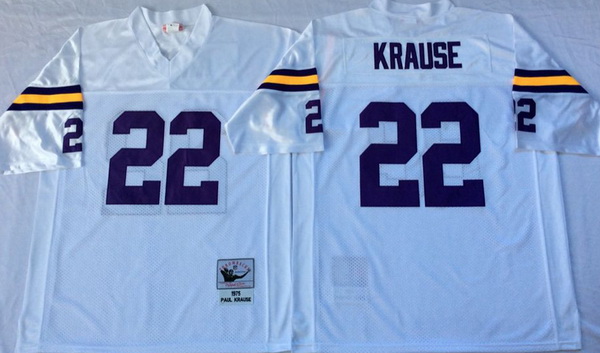 Men Minnesota Vikings 22 Paul Krause White M&N Throwback Jersey