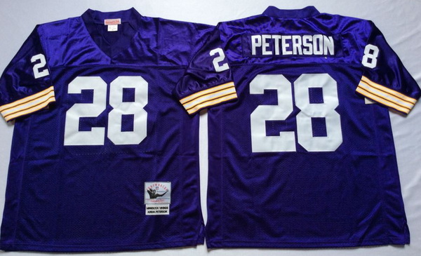 Men Minnesota Vikings 28 Adrian Peterson Purple M&N Throwback Jersey