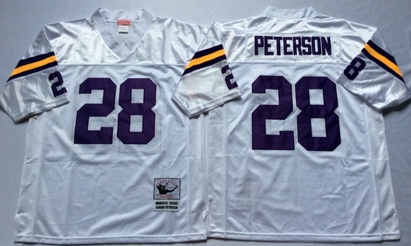 Men Minnesota Vikings 28 Adrian Peterson White M&N Throwback Jersey