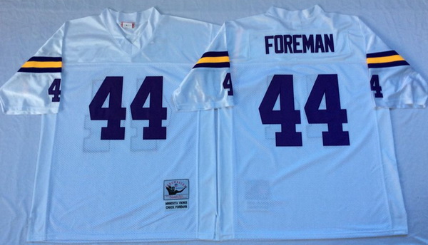 Men Minnesota Vikings 44 Chuck Foreman White M&N Throwback Jersey